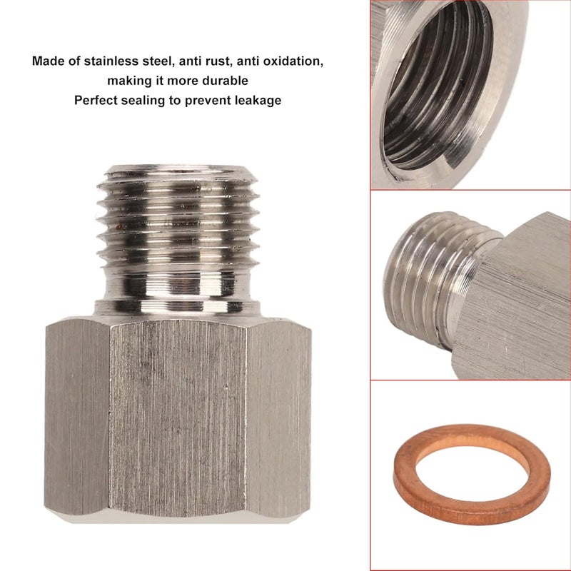 OUKENS 1/8in NPT Female to M10 X 1.0 Male Pressure Gauge Sender Adapter, Oil Pressure Gauge Sensor Adapter, Stainless Steel Leakproof Pressure Sensors Universal for Cars - Image 2